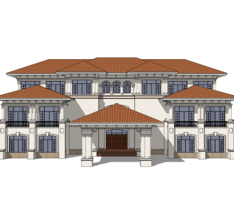 欧式别墅SU模型，别墅SKP模型下载