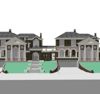 欧式别墅外观草图大师模型，别墅外观sketchup模型免费下载