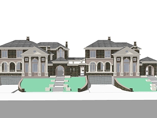 欧式别墅外观草图大师模型，别墅外观sketchup模型免费下载