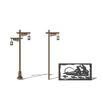 中式路灯草图大师模型，路灯skp文件下载