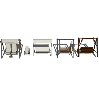 现代户外吊椅组合草图大师模型，吊椅sketchup模型下载