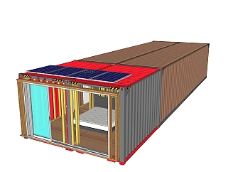 现代集装箱房屋su模型，改造房草图大师模型下载