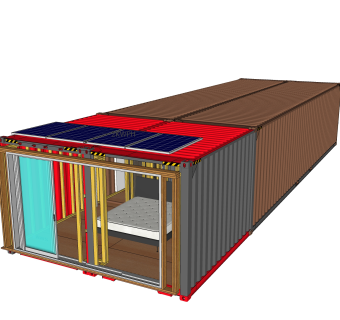 现代集装箱房屋su模型，改造房草图大师模型下载