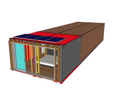 现代集装箱房屋su模型，改造房草图大师模型下载