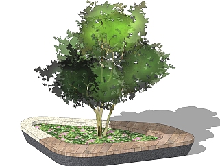 公园座椅景观sketchup模型，<em>树池</em>景观植物skp文件下载