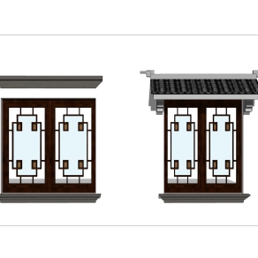 中式窗草图大师模型，中式窗SU模型下载