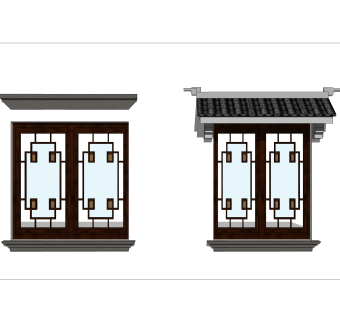 中式窗草图大师模型，中式窗SU模型下载