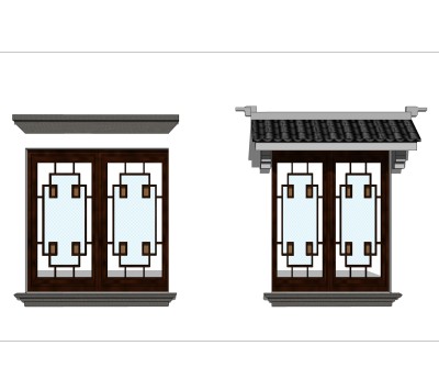 中式窗草图大师模型，中式窗SU模型下载