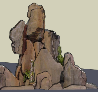 假山石头su模型下载，假山石头草图大师模型下载