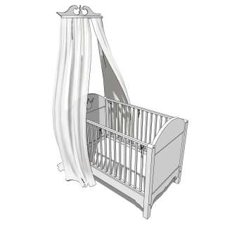北欧婴儿床草图大师模型，婴儿床skb文件