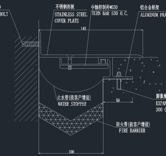 石材伸缩缝地板伸缩缝节点详图，地板CAD施工图纸下载