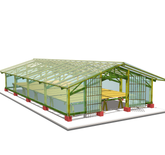 现代乡村竹棚温室skb文件，竹棚温室草图大师模型下载