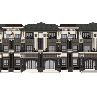 欧式别墅外观草图大师模型，别墅外观sketchup模型免费下载
