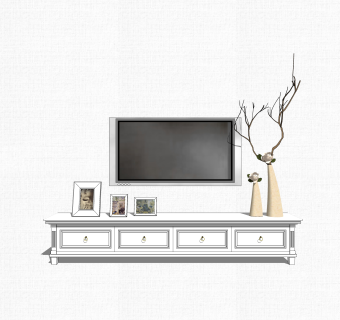 欧式电视柜草图大师模型，电视柜SKP模型下载