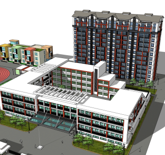 现代酒店草图大师模型，酒店sketchup模型免费下载