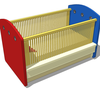 婴儿床草图大师模型，婴儿床skp模型下载