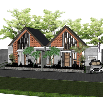 简约风格别墅草图大师模型，别墅SU模型下载