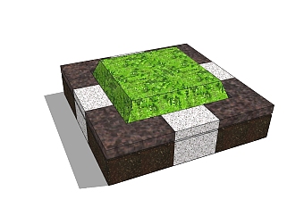 现代方形树池SU模型下载，<em>树池坐凳</em>skb模型分享