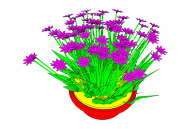 葱莲盆栽su模型，手绘绿植草图大师模型下载