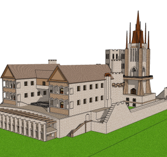 古堡城堡建筑草图大师模型下载、古堡城堡建筑草图大师模型下载