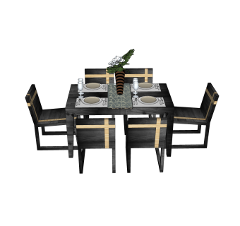 美式餐桌椅草图大师模型，餐桌椅skb文件下载