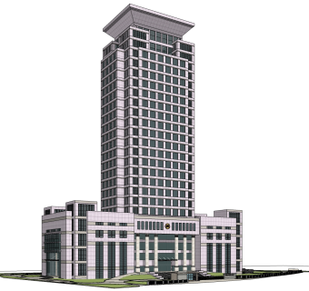 现代高层办公楼草图大师模型，高层办公楼sketchup模型免费下载