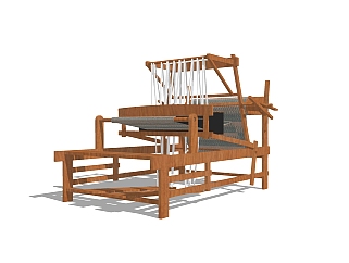 中式织布机草图大师模型，织布机sketchup模型免费下载