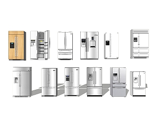 现代<em>电冰箱</em>组合skp文件，<em>电冰箱</em>草图大师模型下载