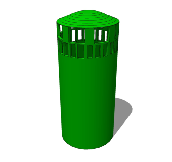 现代金属垃圾桶草图大师模型，垃圾桶SU模型下载