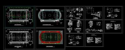 学校体育场建筑施工图，体育馆cad设计图纸下载