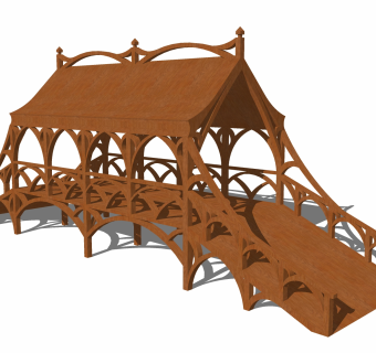 东南亚景观桥草图大师模型，景观桥sketchup模型免费下载