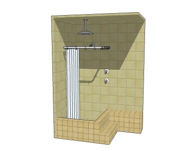 现代淋浴房sketchup模型，淋浴房草图大师模型下载