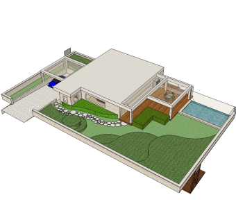 现代简约风格别墅草图大师模型，别墅SU模型下载
