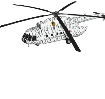 苏联MI-8米-8河马直升机su模型,苏联MI-8米-8河马直升机sketchup模型下载