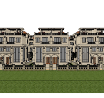 欧式别墅外观草图大师模型，别墅外观sketchup模型免费下载