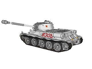 苏联T-34中型<em>坦克</em>草图大师模型，sketchup模型下载