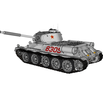 苏联T-34中型坦克草图大师模型，sketchup模型下载
