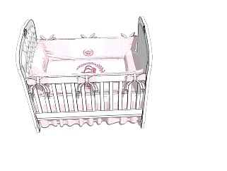 法式婴儿床草图大师模型，婴儿床skb文件