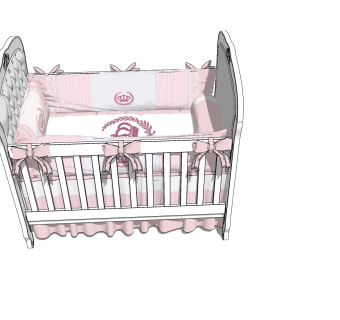 法式婴儿床草图大师模型，婴儿床skb文件
