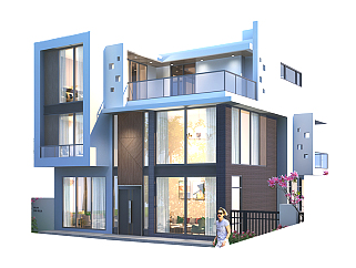 别墅设计图纸，二三层现代风格豪华大气洋房样图效果图下载