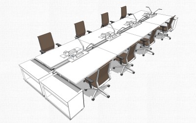 现代简约办公桌su模型，办公桌草图大师模型下载