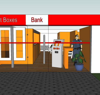 小银行草图大师模型，小银行sketchup模型下载
