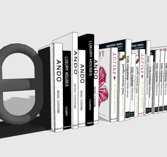  现代书籍草图大师模型，书籍sketchup模型下载