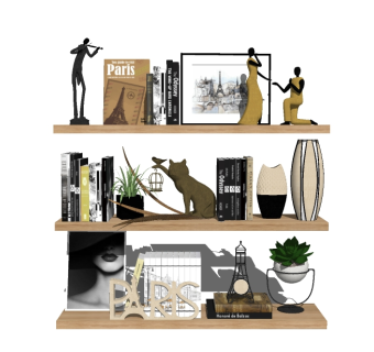 现代饰品摆件组合su模型，饰品摆件skp文件下载