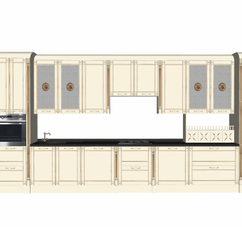 现代厨房柜免费su模型，厨房柜sketchup模型下载