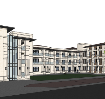 欧式新古典公寓建筑外观草图大师模型，公寓建筑外观sketchup模型免费下载