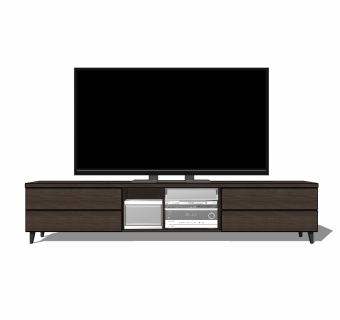 现代简约电视柜摆件组合草图大师模型，电视柜sketchup模型