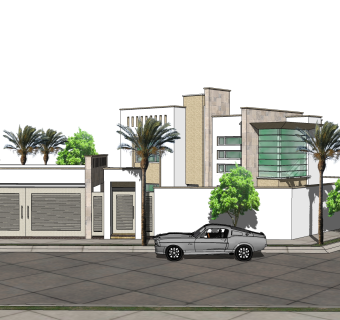 现代别墅草图大师模型下载，别墅SKP模型下载