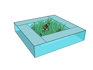 现代玻璃树<em>池</em>草图大师模型，树池sketchup模型下载