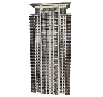 欧式高层住宅楼su模型下载，住宅楼草图大师模型